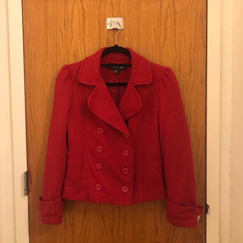 ❤️ GORGEOUS Cotton Blend Red Coat Jacket Button Up